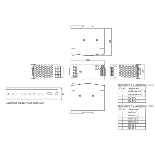 DR-UPS40 Контроллер аккумулятора системы бесперебойного питания на DIN рейку 24В, 40А Mean Well